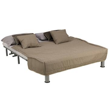 Divano letto Bomber 2 posti, nocciola sfoderabile con cuscini,160x94