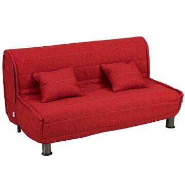 Divano letto Bomber 2 posti rosso, sfoderabile con cuscini, 160x94