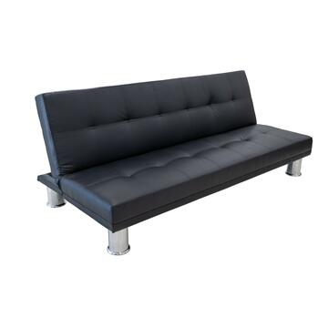 Divano letto Sidney 3 posti nero da ufficio, design moderno ecopelle