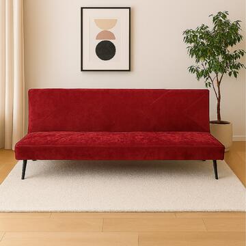 Divano Letto Petalo Rosso Clic Clac 3 Posti, in Poliestere Effetto Vellutato, 182x80 h 74cm Marino fa Mercato