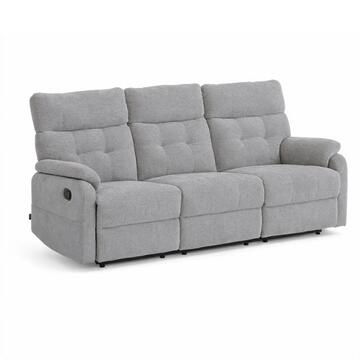 Divano 3 Posti Reclinabile Manualmente Nubo Grigio 140x75 h103 cm con 2 Poggiapiedi Elevabili Marino Fa Mercato
