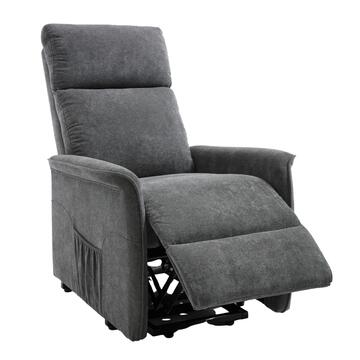 Poltrona Motorizzata Essenza Grigia - 1 Motore + Telecomando 2 Funzioni - 2 Tasche Laterali - 93x73 h 105 cm