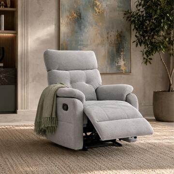 Poltrona Reclinabile Manualmente Nubo Grigia 82x75 h103 cm con Poggiapiedi Elevabile