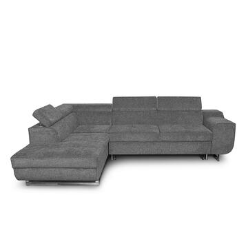 Divano letto angolare sx Casablanca con contenitore, grigio scuro