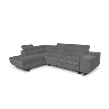 Divano letto angolare sx Casablanca con contenitore, grigio scuro