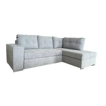 Divano angolare Atene 3 posti con penisola dx, tessuto grigio, 248x175x92