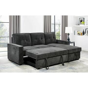 Divano letto angolare Tomeo 3 posti con isola reversibile grigio scuro