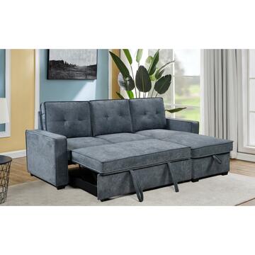 Divano letto angolare Tomeo 3 posti con isola reversibile grigio