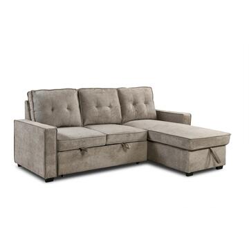 Divano letto angolare Tomeo 3 posti con isola reversibile beige