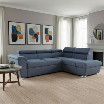 Divano Letto London Angolare DX Blu - 252x188 h90 cm... - Marino fa Mercato