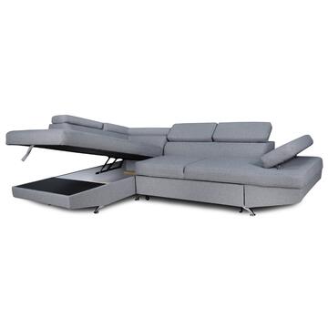 Divano Letto Riolo Angolare SX Grigio - 3 Posti - 272x192 h86 cm - con Vano Contenitore - Made in Italy