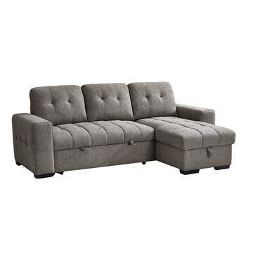 Divano Letto Angolare 3 Posti Reversibile Ellery Antracite - 250x155 h92 cm - con Vano Contenitore