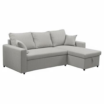 Divano Letto Golf Angolare Grigio - Reversibile - con 2 Cuscini + Contenitore -  225x148 h91 cm