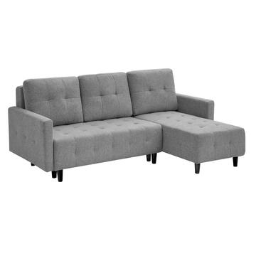 Divano Letto Angolare 3 Posti Grigio con Chaise Longue Reversibile e 3 Schienali Sfoderabili Adak