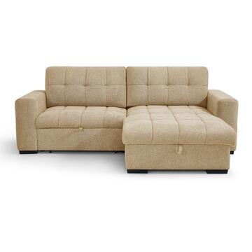 Divano Letto Angolare Reversibile Eclisse Beige 3 Posti - 250x154 h93 cm - con Maxi Chaise Longue con Vano Contenitore Marino Fa Mercato
