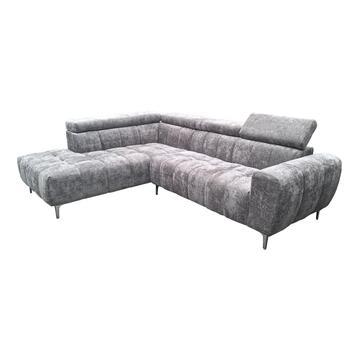 Divano Angolare SX Arkon Grigio Chiaro con Poggiatesta Regolabili - 262x164 h98 cm