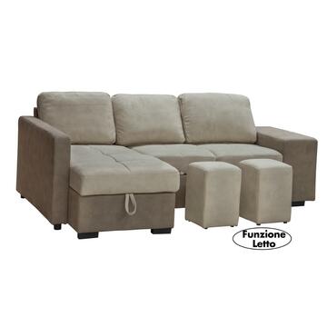 Divano letto angolare Sx Stuby Tortora/Beige con vano... - Marino fa Mercato