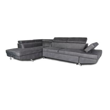 Divano Letto Angolare sx Rio Grigio 297x94x206cm + Vano Contenitore