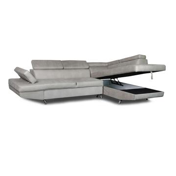 Divano letto angolare dx Rio con vano contenitore grigio chiaro