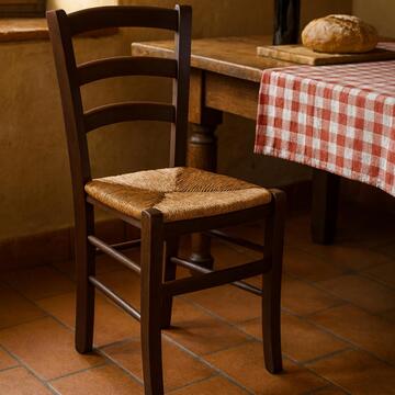 Sedia Tradizionale Paesana in Legno Colore Noce - con Seduta Impagliata - Venezia - 41,5x40 h88 cm - per Case, Ristoranti, Bar, Agriturismi, Osterie, Enoteche