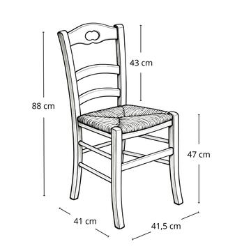 Sedia Tradizionale Savoia in Legno Colore Naturale/Avorio - con Seduta in Paglia - 41,5x41 h88 cm - per Case, Ristoranti, Bar, Agriturismi, Osterie, Enoteche