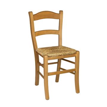 Sedia Paesana Marocco in Legno Massello Naturale con Seduta in Paglia Naturale
