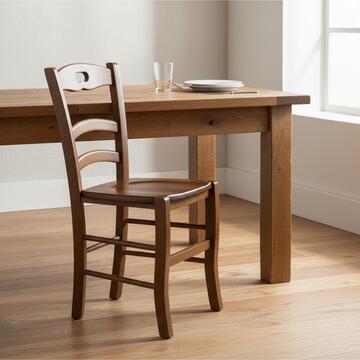 Sedia rustica con seduta in legno artigianale noce - Marino fa Mercato