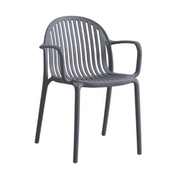 Sedia Moderna Impilabile Vedd Antracite in Polipropilene con Braccioli 56x56 h79 cm - per Soggiorno, Ufficio, Bar, Ristorante