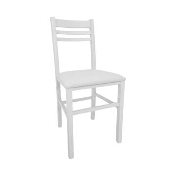 Sedia Classica Angy in Legno con Seduta in Ecopelle Bianca 40x87x37cm