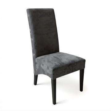 Sedia Moderna Boston in Microfibra Grigia Effetto Velluto 48x54 h 105 cm - con Gambe Nere - Made in Italy