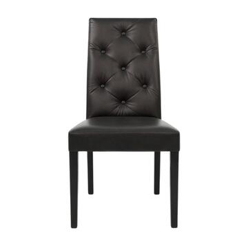 Sedia Moderna Denver in Ecopelle Bruno Wengè con Gambe in Legno - 47x45 h99 cm - per Sala da Pranzo, Ristoranti, Uffici, Hotel - Made in Italy