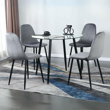 Sedia da pranzo Confy nordica in velluto grigio