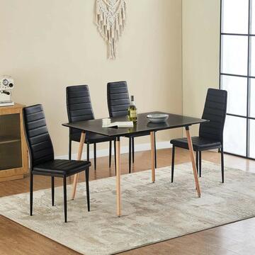 Sedia moderna per sala da pranzo Prink in ecopelle nera