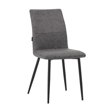 Set 2 Sedie Moderne Febe Grigie 43x59 h 87 cm con Gambe in Metallo Verniciato Nero Marino fa Mercato