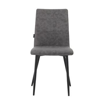 Set 2 Sedie Moderne Febe Grigie 43x59 h 87 cm con Gambe in Metallo Verniciato Nero