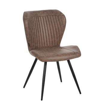 Set 2 Sedie Moderne Gea Marroni 53x64 h85 cm con Gambe in Metallo e Rivestimento Effetto Vintage