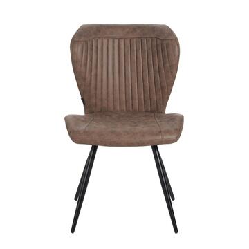 Set 2 Sedie Moderne Gea Marroni 53x64 h85 cm con Gambe in Metallo e Rivestimento Effetto Vintage