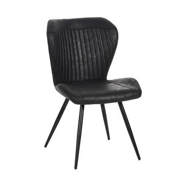 Set 2 Sedie Moderne Gea Nere 53x64 h85 cm con Gambe in Metallo e Rivestimento Effetto Vintage