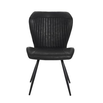 Set 2 Sedie Moderne Gea Nere 53x64 h85 cm con Gambe in Metallo e Rivestimento Effetto Vintage