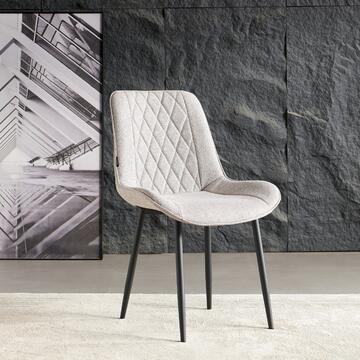 Set 4 Sedie Moderne Zora Tortora - 58x53 h84 cm - per Sala da Pranzo, Open Space, Angoli Studio - con Gambe in Metallo Nero Verniciato