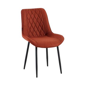 Set 4 Sedie Moderne Zora Arancioni - 58x53 h84 cm - per Sala da Pranzo, Open Space, Angoli Studio - con Gambe in Metallo Nero Verniciato