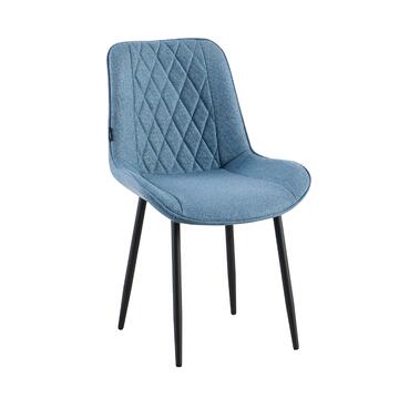 Set 4 Sedie Moderne Zora Blu - 58x53 h84 cm - per Sala da Pranzo, Open Space, Angoli Studio - con Gambe in Metallo Nero Verniciato