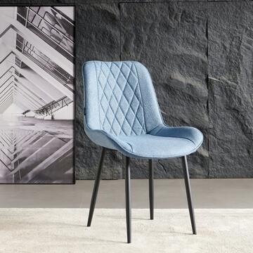 Set 4 Sedie Moderne Zora Blu - 58x53 h84 cm - per Sala da Pranzo, Open Space, Angoli Studio - con Gambe in Metallo Nero Verniciato