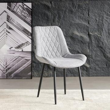 Set 4 Sedie Moderne Zora Grigie - 58x53 h84 cm - per Sala da Pranzo, Open Space, Angoli Studio - con Gambe in Metallo Nero Verniciato