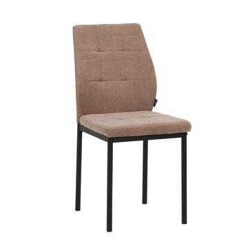 Sedia Moderna Nocciola in Poliestere Effetto Tramato con Gambe in Ferro 56x44 h90 cm