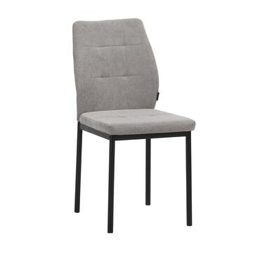 Sedia Moderna Grigia in Poliestere Effetto Tramato con Gambe in Ferro 56x44 h90 cm