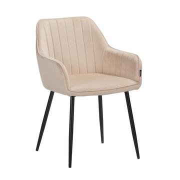 Poltroncina Moderna Beige Nemesi con Gambe in Ferro e Rivestimento Effetto Velvet 61x56 h82 cm