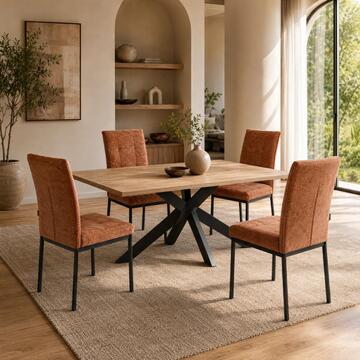 Sedia Moderna Imbottita Tullia Arancione 44x61 h 96 cm, con Gambe in Ferro Verniciato Nero