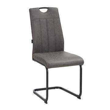 Sedia Moderna Imbottita Evania Grigia 43x61 h 98 cm, con Gambe Slitta in Ferro Verniciato Nero Marino Fa Mercato