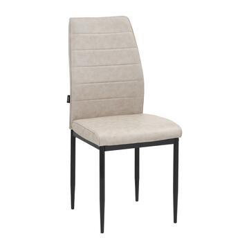 Sedia Moderna Imbottita Soria Beige 43,5x50 h 96 cm, con Gambe in Ferro Verniciato Nero Marino Fa Mercato